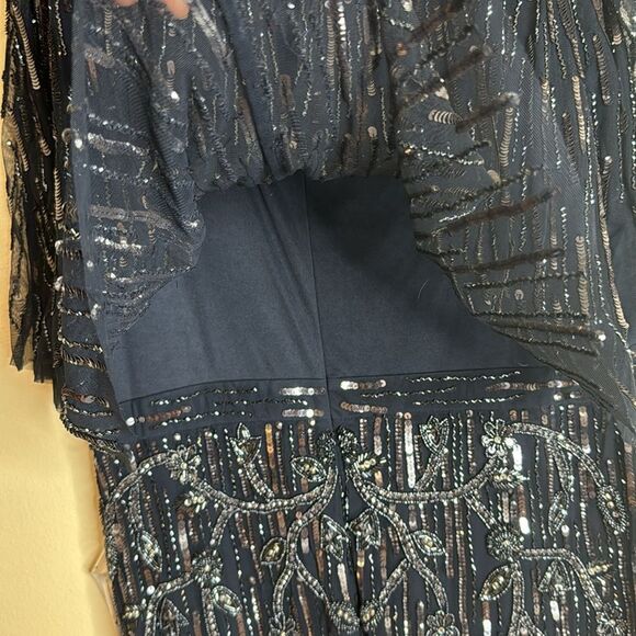 Mac Duggal embellished wrap gown with front slit in midnight size 16 dress - Picture 14 of 15